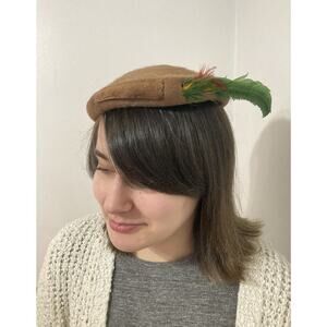 Vintage 1950’s Ladies Imported Alaskan Fur Pillbox Fascinator Hat Miss Howes